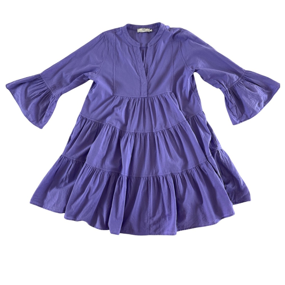 Devotion Twins Lavrentia Ella Tunic Mini Dress Purple A Line Tiered S Boho $199